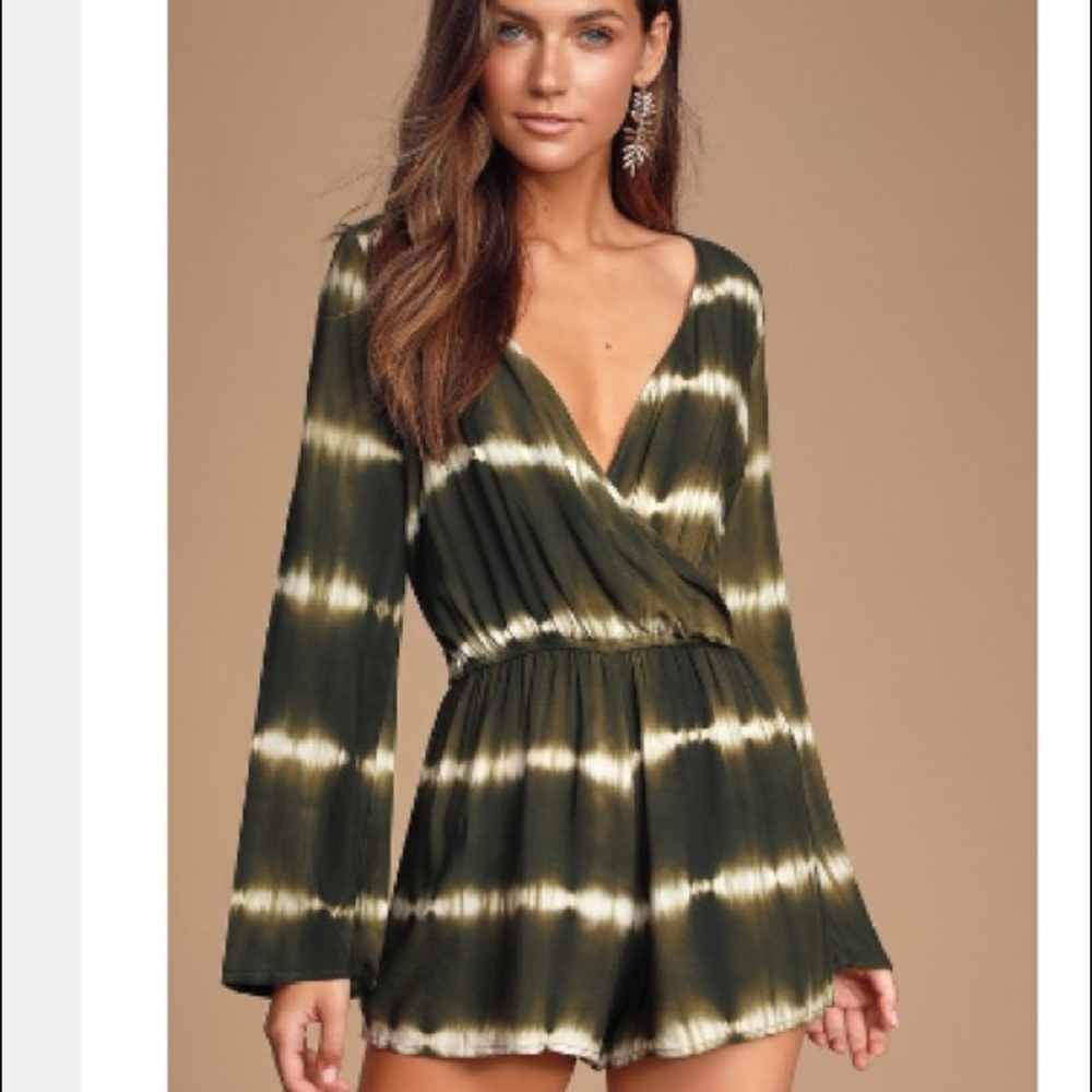 Green tie dye romper